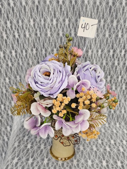 Silks - Ceramic Vase w/ Lavender & Pink 