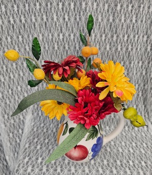 Silks - Fruit Pitcher w/ Silk Flowers & Fruit 