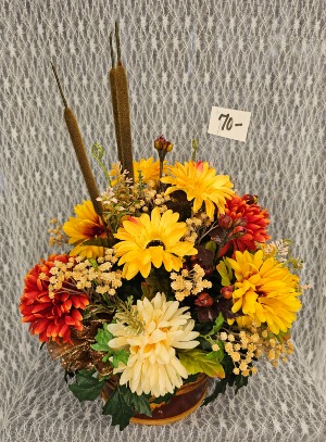 Silks - Painted Basket with Fall Foliage 