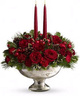C100 - Silver Bowl Centerpiece Arrangement