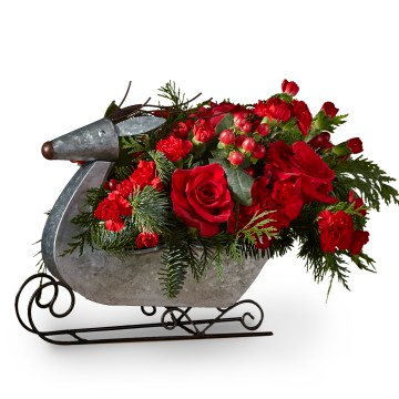 Sleigh Ride Blooms Christmas arrangement