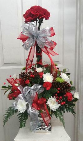 Silver Shining Topiary Winter Arrangement 