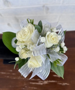 Silver & White Corsage Corsage