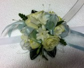 baby blue & white corsage PROM FLOWERS