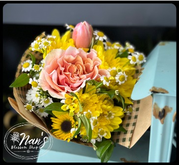 Simple Hand-Tied Bouquet Wrapped Flowers in Bryan, TX | NAN'S BLOSSOM SHOP