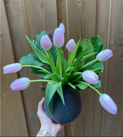Simple & Rustic elegant pastel tulips in a vase