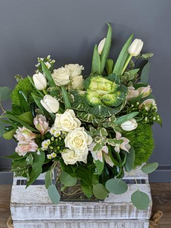 Simplicity Whites and Greens Designers Choice in San Rafael, CA | BURNS FLORIST