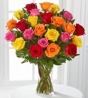 Simply Cheerful Mixed Rose Arrangement