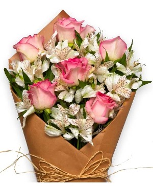 Simply Pink Wrapped Bouquet  wrapped bouquet