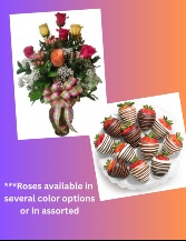 Simply Sweet Package roses and chocolate covered strawberries