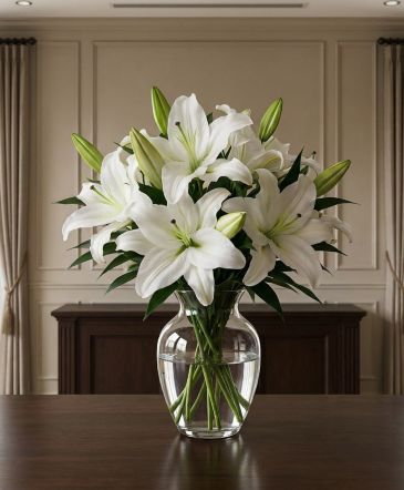 Simply White LILIES in Weatherford, OK | The Flower Box Florist