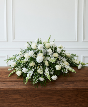 Simply White Tribute Casket Spray