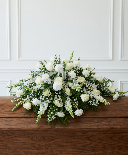 Simply White Tribute Casket Spray