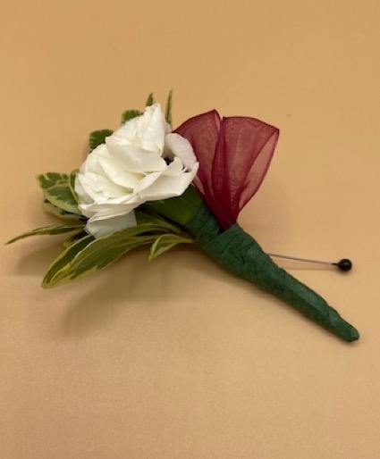 Single Carnation with Ribbon Boutonniere Boutonniere