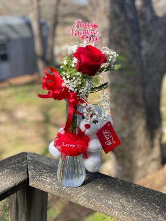 Single Red Rose Flower Arrangement