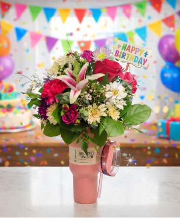 Happy Birthday to ME ! Stanley Tumbler Arrangement in Galloway, NJ | ABSECON FLORIST