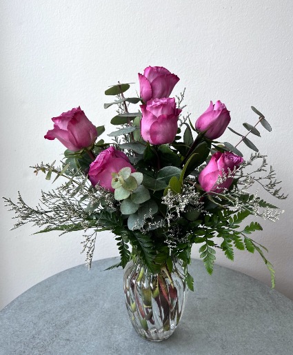Six Lavender Roses 