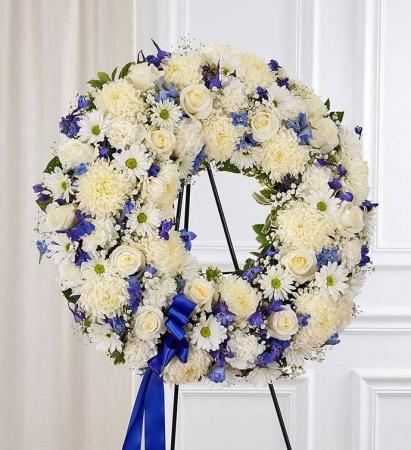 Blue and White Wreath Standing Heart Also available