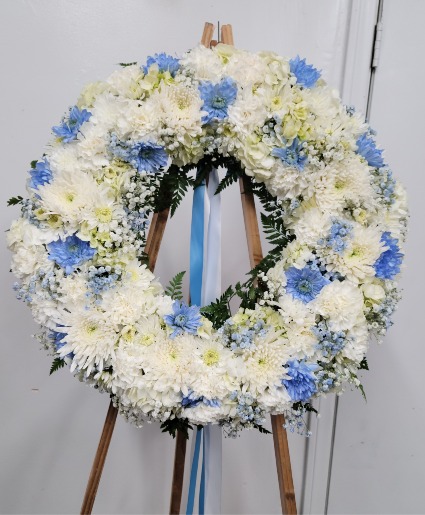 Sky blue and white wreath  Funeral 