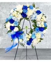 Sky Blue Wreath standing spray and wreaths