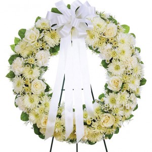 Small Open Round Standing Spray All White