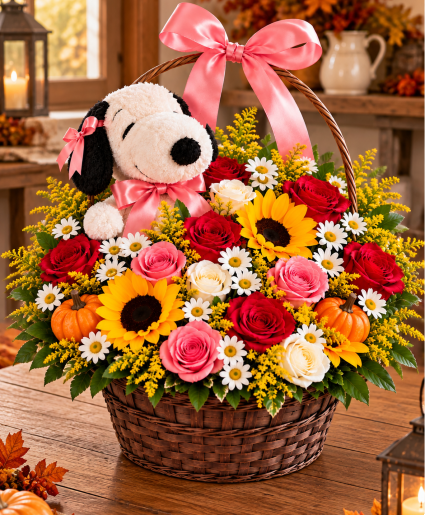 Snoopy’s Pumpkin Kisses & Autumn Wishes Call Us for Faster Service & Daily Specials: (915) 303-8500 Text Us to Order Anytime: (915) 505-3708 Your trusted source for Flowers & Delivery in El Paso TX 