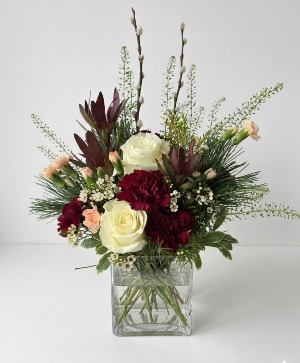 Snow and Cabernet Vase Arrangement 