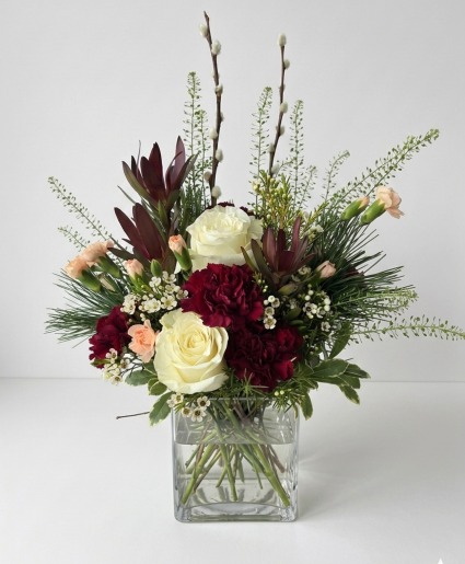 Snow and Cabernet Vase Arrangement 