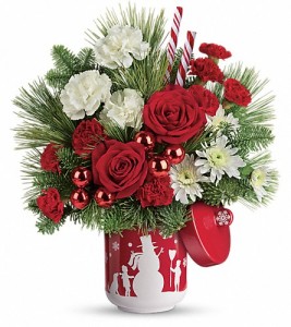 Snow Day Bouquet Ceramic cookie jar
