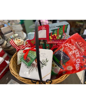 Snowman Hot Chocolate and Cookies Gift Basket