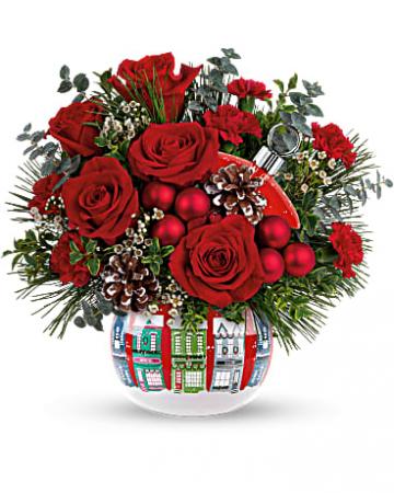 Snowy Village  Christmas Flowers