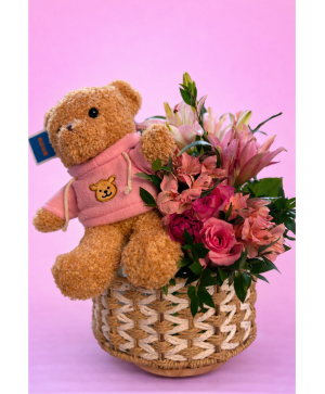 Snuggles and Blooms Basket Gift