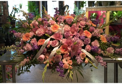 Soft & Feminine  Closed Casket Spray