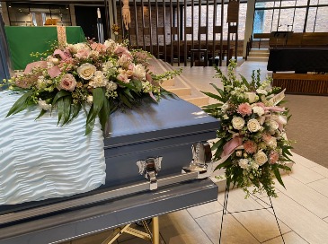 Soft Feminine Memorial Funeral Flowers in Wayne, NE | Bloom & Grace