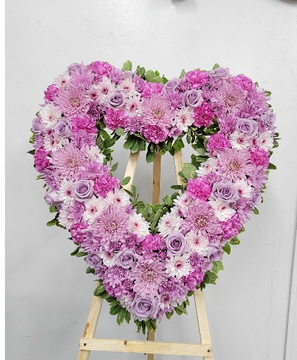 Soft lilac heart  Standing heart funeral