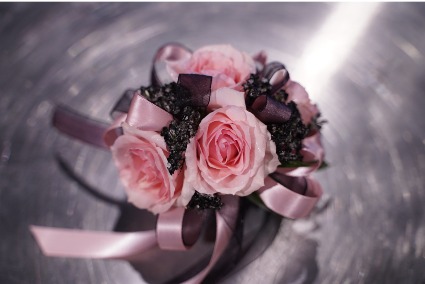 Soft Pink & Black Wristlet