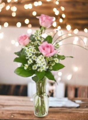 Soft Pink Rose Bud Vase 3 oft Pink Roses 