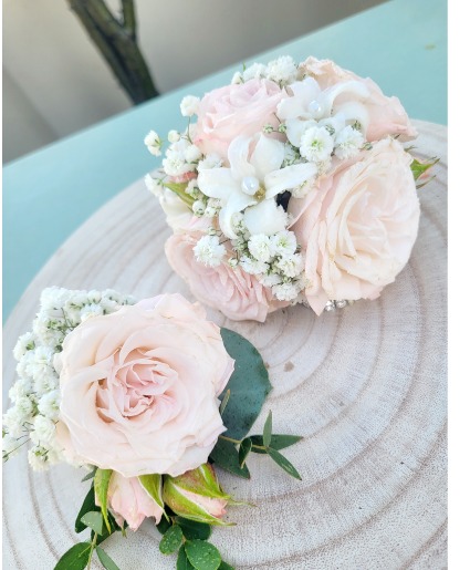 Soft Pink Wrist Corsage in Airdrie, AB - HOLLAND HOUSE FLOWERS