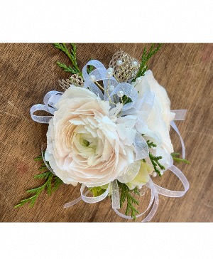 Soft Shimmer Neutral  Wrist Corsage  