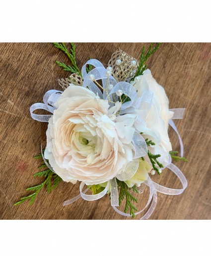 Soft Shimmer Neutral  Wrist Corsage  