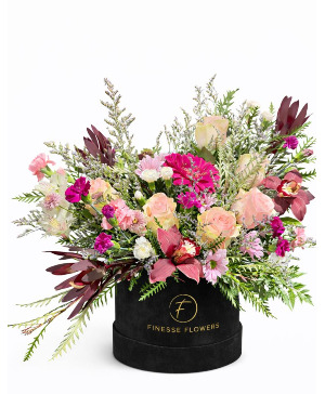 Softly Yours (black velvet) Velvet Box Arrangement
