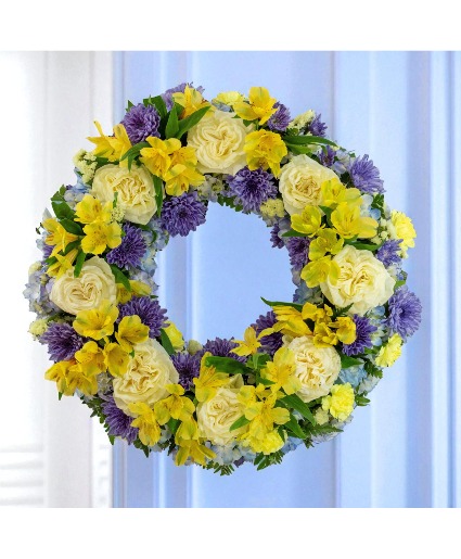 Solace: Yellow, Blue and White 15" Standing Spray