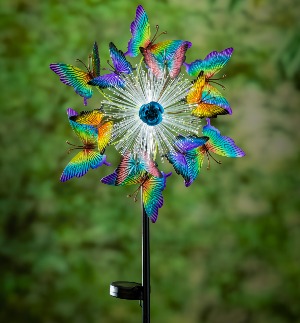 Solar Fiber Optic Butterfly Wind Spinner 