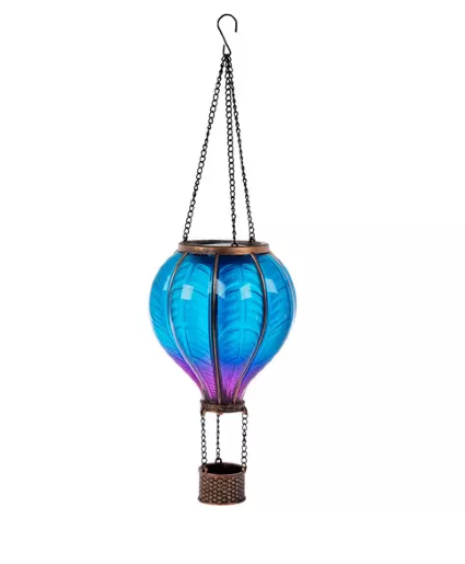 Solar Powered Glass Hot Air Balloon Gift Item