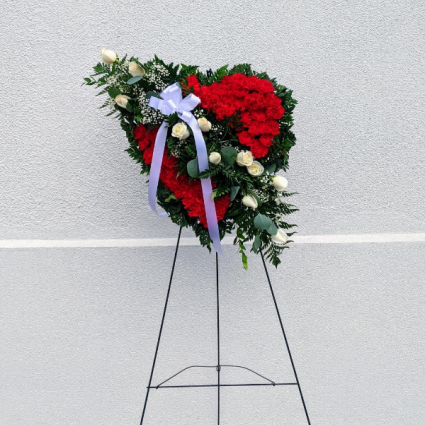Solid Red Heart Spray Always Remember Floral Heart Sympathy