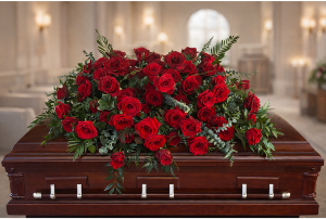 Solid Red Rose Casket Spray Casket Spray