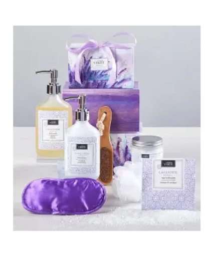 spa tower lavender Gift Basket