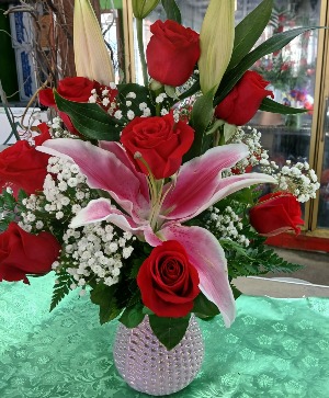 Sparkling nice vase rose liliy Sparkling nice rose vase