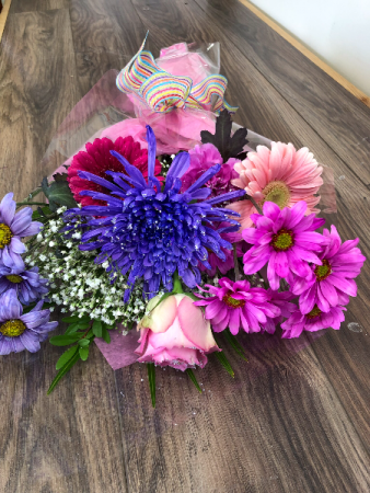 Sparkling Pink and Purple Wrapped Bouquet