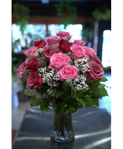 Sparkling Romance  Vased With Baby's Breath
